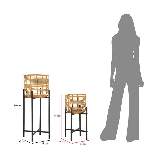 2 db-os rattan virágtartó állvány szett, magasság 90 cm - Mauro Ferretti-image-2