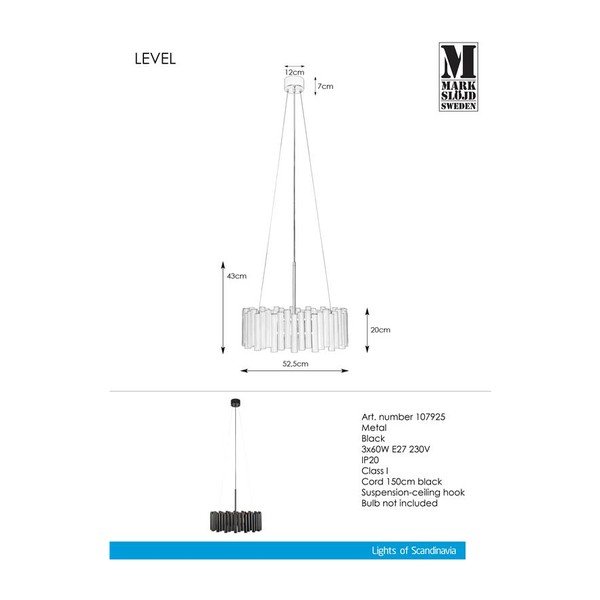 Level Pendant 3L fekete függőlámpa - Markslöjd-image-2