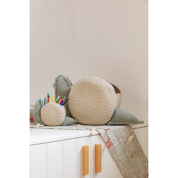 Krémszínű-zsályaszínű textil játéktároló kosár 60x24x30 cm Big Snail – Lorena Canals-image-1