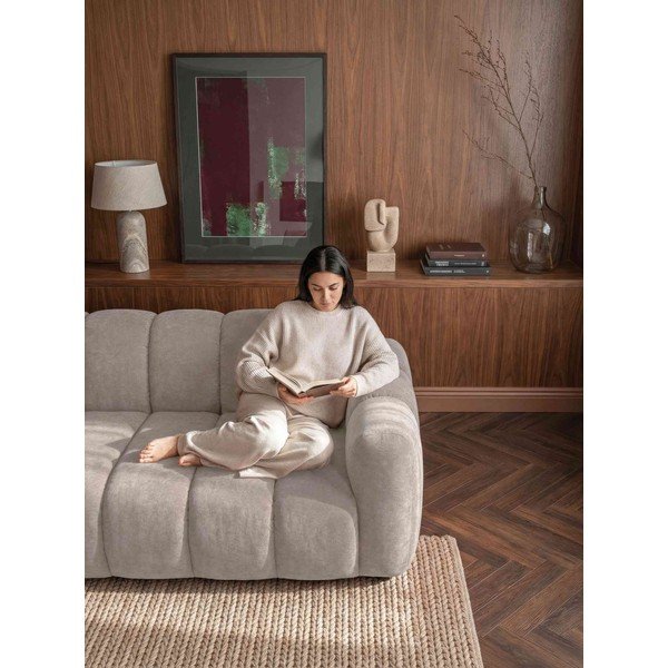 Bézs zsenília kinyitható sarokkanapé (jobb oldali) Michell – Miuform-image-3
