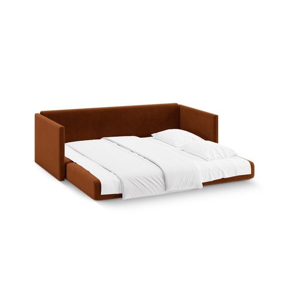 Terrakotta színű bársony kinyitható kanapé 209 cm Shannon – Cosmopolitan Design-image-3