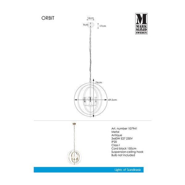 Orbit Pendant Antique 3L függőlámpa - Markslöjd-image-2