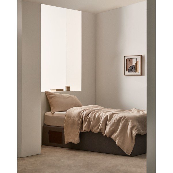 Fekete kárpitozott ágyneműtartós egyszemélyes ágy 90x190 cm Matters – Kave Home-image-1