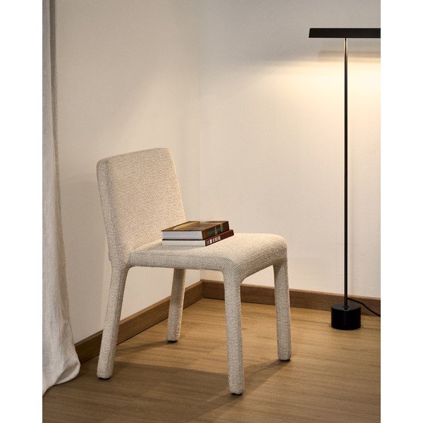 Bézs kárpitozott rakásolható étkezőszék Loria – Kave Home-image-1