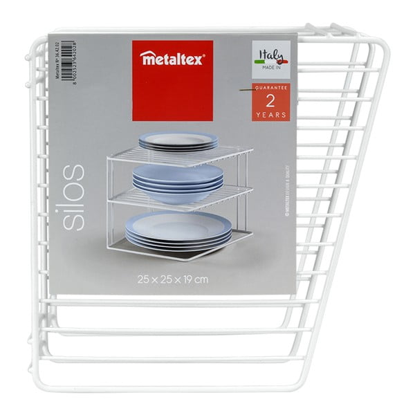 Fehér acél kiegészítő polc 25x25 cm Silos – Metaltex-image-3