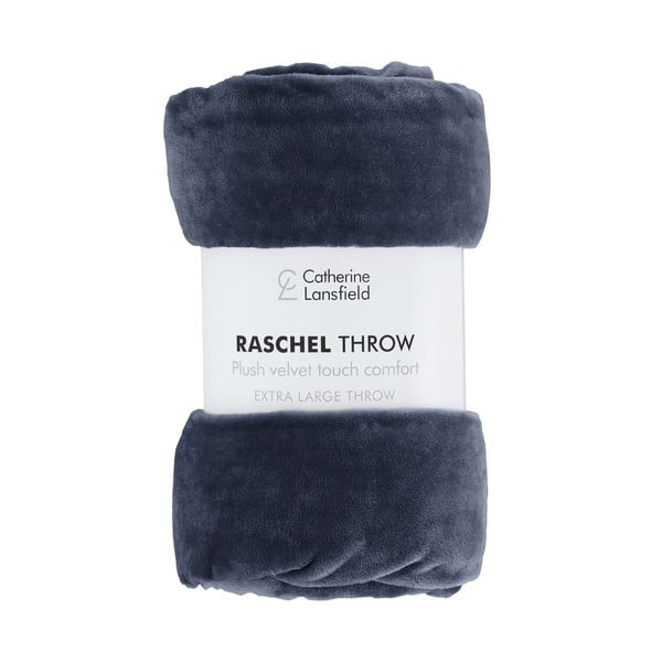 Sötétkék mikroplüss takaró 130x170 cm Raschel Velvet – Catherine Lansfield-image-2