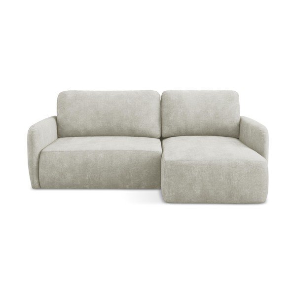 Krémszínű zsenília kinyitható-tárolóhelyes sarokkanapé (jobb oldali-heverő résszel) Lilo – Makamii