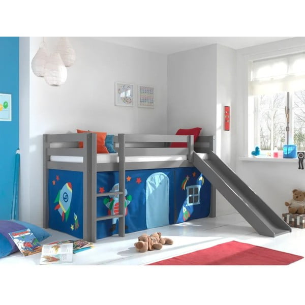 Szürke magasított borovi fenyő gyerekágy 90x200 cm PINO – Vipack-image-3