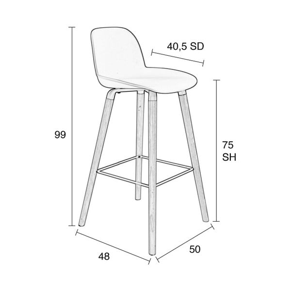 Alber Kuip 2 db fehér bárszék, ülésmagasság 75 cm - Zuiver-image-4