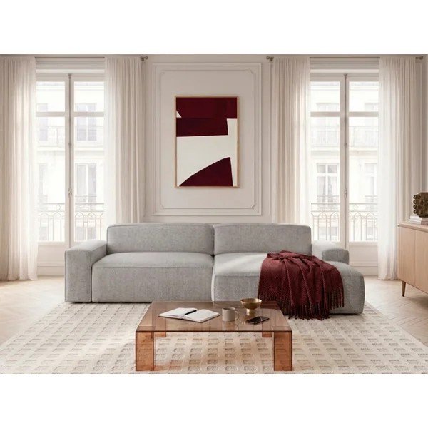 Szürke kinyitható-elektromos ülésállítással sarokkanapé (jobb oldali) Abel – Bobochic Paris-image-1