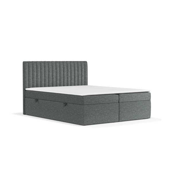 Sötétszürke ágyneműtartós boxspring ágy 180x200 cm Spencer – Maison de Rêve