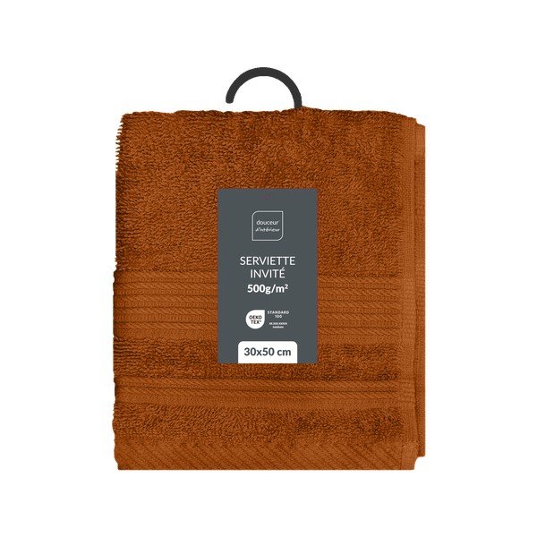 Terrakotta színű frottír pamut törölköző 30x50 cm Tendresse – douceur d'intérieur-image-4