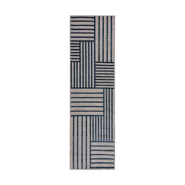 Sötétkék kültéri-beltéri szőnyeg 66x230 cm Vigo Blocks – Flair Rugs