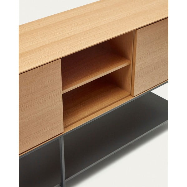 Natúr színű alacsony komód tölgyfa dekorral 195x80 cm Vedrana – Kave Home-image-3