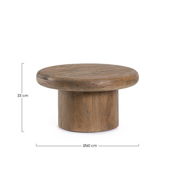Sötét natúr színű mangófa kerek dohányzóasztal ø 60 cm Lopez – Bizzotto-image-3