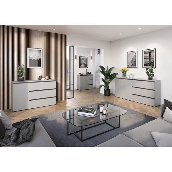 Szürke alacsony komód 135x91 cm Bastia – Germania-image-4