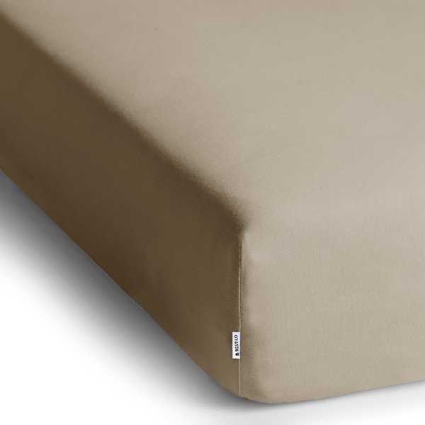 Világosbarna gumis jersey lepedő 160x200 cm Amber – Restilo-image-2