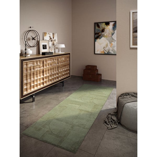 Zöld kézi szövésű gyapjú futószőnyeg 80x250 cm Alexis – Villeroy&Boch-image-1