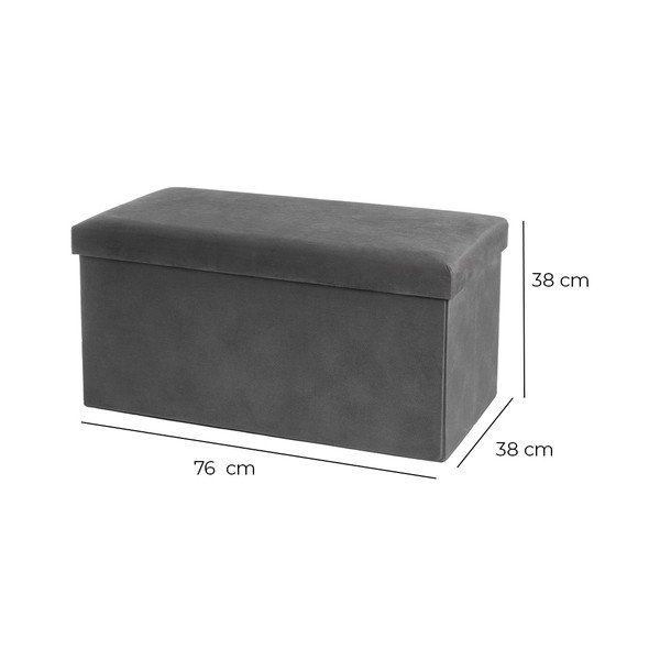 Sötétszürke bársony puff Estela – Casa Selección-image-3
