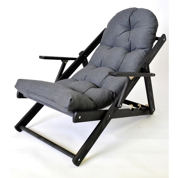 Sötétszürke tömörfa összecsukható kerti napozószék Borneo – Rojaplast-image-1