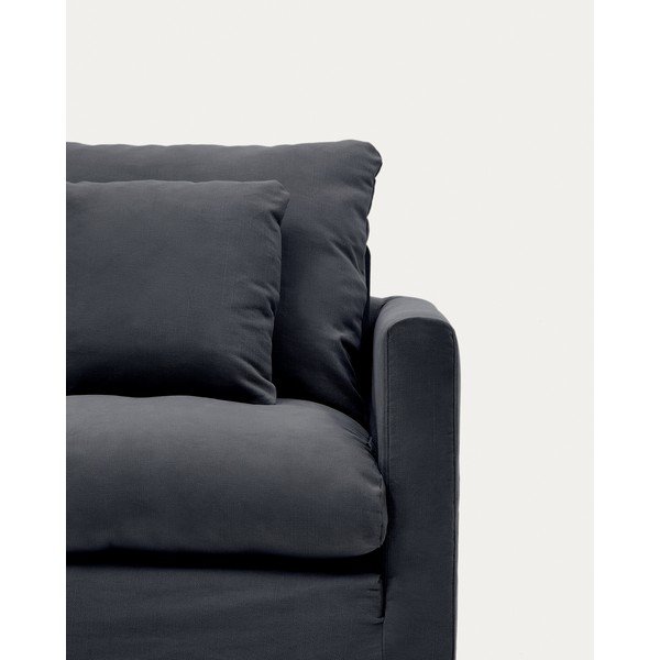 Antracitszürke fotel huzat 92 cm Nora – Kave Home-image-4