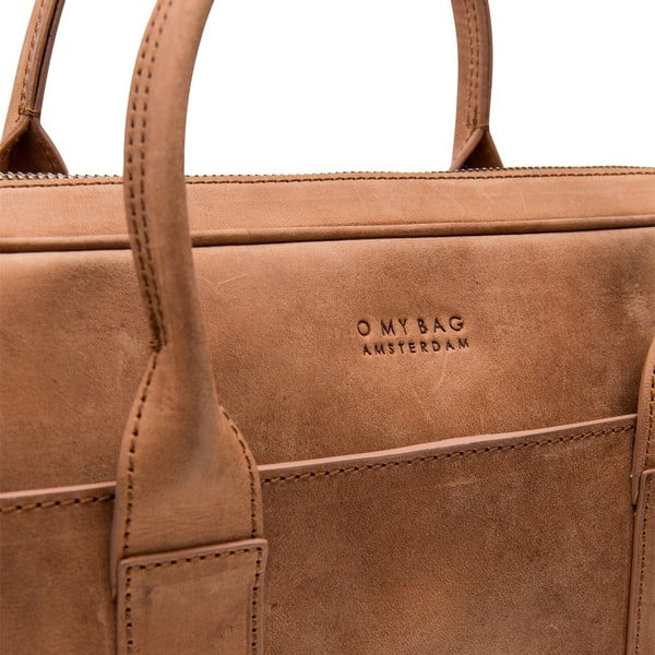 The Harvey laptoptáska bőrből, teveszínű - O My Bag-image-1