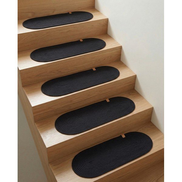 Fekete lépcsőszőnyeg szett 16 db-os 25x65 cm Milo – Vitaus-image-1