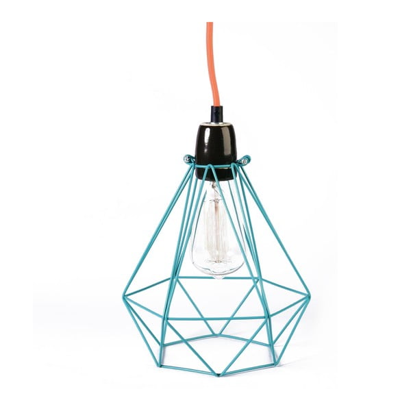 Diamond #1 lámpa kék búrával és narancssárga kábellel - Filament Style