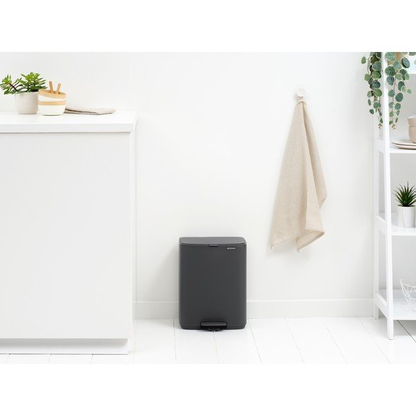 Sötétszürke acél pedálos szemetes 12 l Bo – Brabantia-image-2