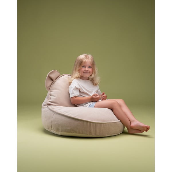 Bézs bársony gyerek babzsákfotel Bear – Wigiwama-image-1