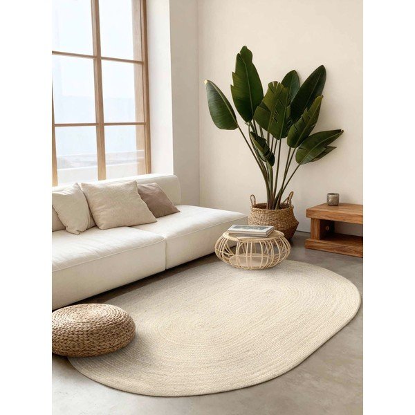 Krémszínű kétoldalas-kézi szövésű juta szőnyeg 160x230 cm Braided – Hanse Home-image-1