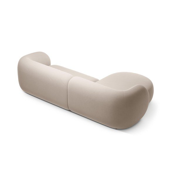 Bézs bársony sarokkanapé (bal oldali-heverő résszel) Kate – Micadoni -image-3