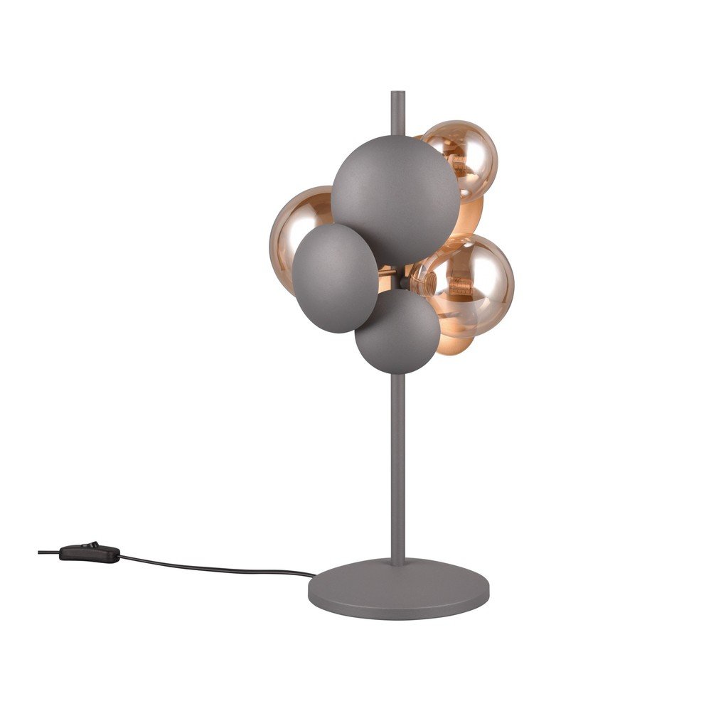Szürke-aranyszínű asztali lámpa üveg búrával (magasság 50 cm) Bubble  Trio Select