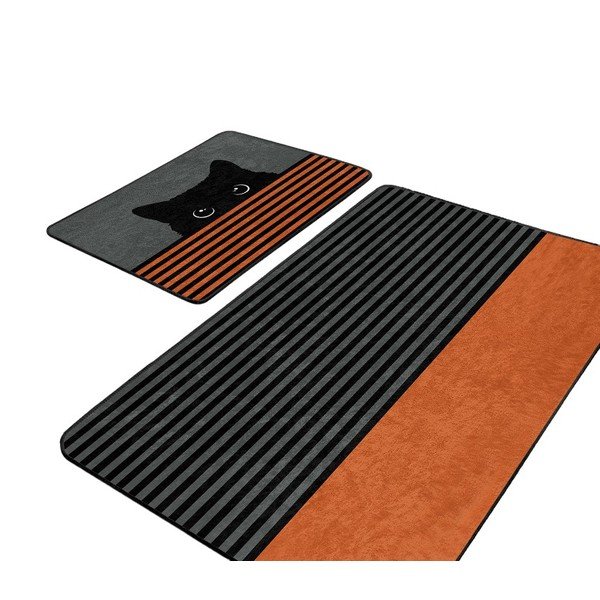 Fekete-narancssárga fürdőszobai kilépő szett 2 db-os 60x100 cm – Mila Home-image-4