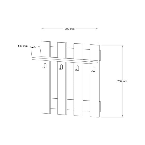 Carina sötétbarna fali polc 4 akasztóval-image-3