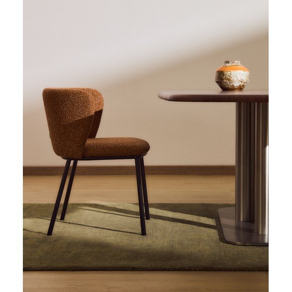 Terrakotta színű kárpitozott étkezőfotel Ciselia – Kave Home-image-1