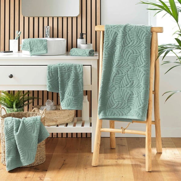 Világoszöld frottír pamut fürdőlepedő 70x130 cm Madeira – douceur d'intérieur-image-3
