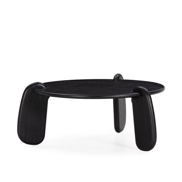 Fekete mangófa kerek dohányzóasztal ø 80 cm Tamira – MOME-image-3