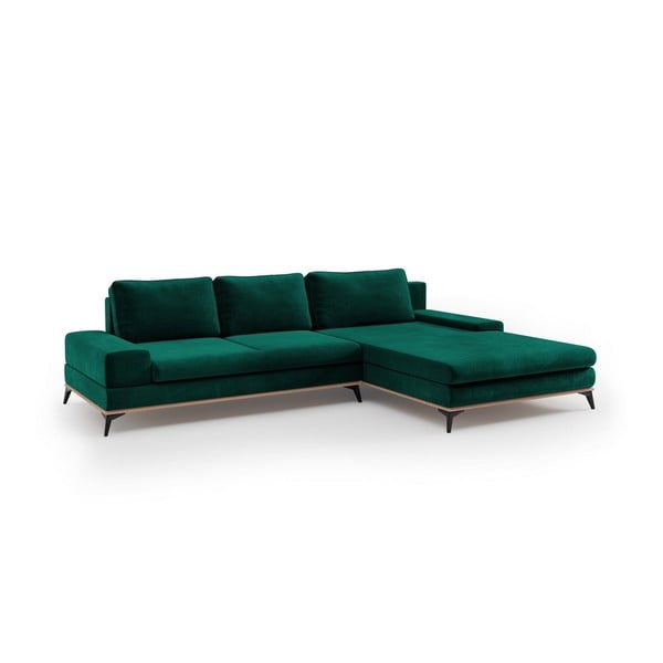 Astre palackzöld kinyitható sarokkanapé bársony kárpittal, jobb oldali - Windsor & Co Sofas-image-2