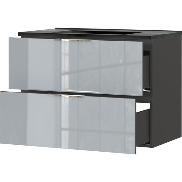 Fekete-szürke fali szekrény mosdókagylóval 81x61 cm Vasio – Germania-image-3