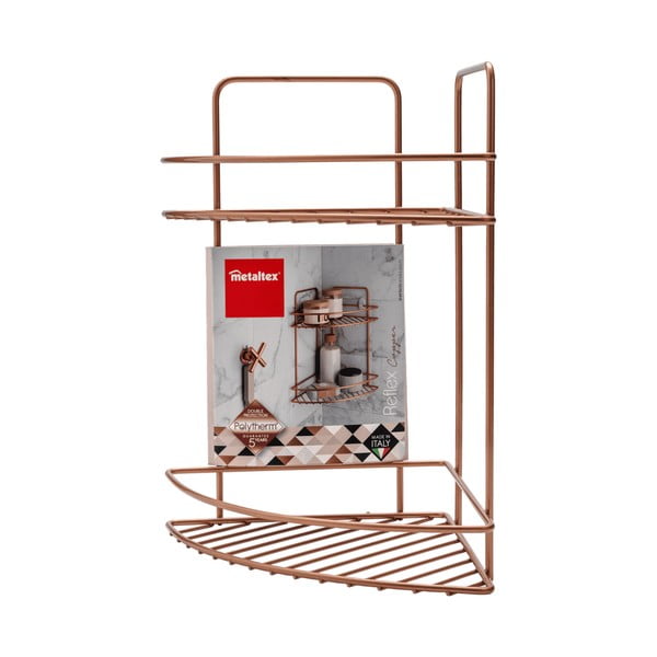 Copper kétszintes fürdőszobai sarokpolc - Metaltex-image-3
