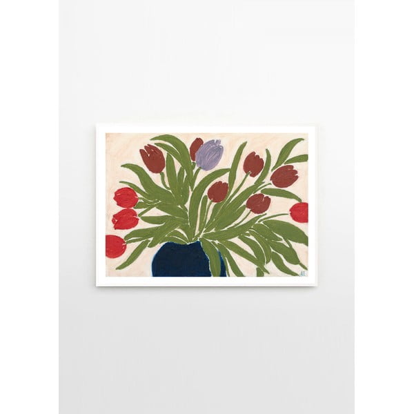 Poszter 70x50 cm Tulips in a Blue Vase – Anine Cecilie Iversen – The Poster Club-image-3