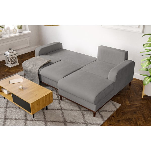 Világosszürke kordbársony sarokkanapé (jobb oldali) Beata – Ropez-image-4