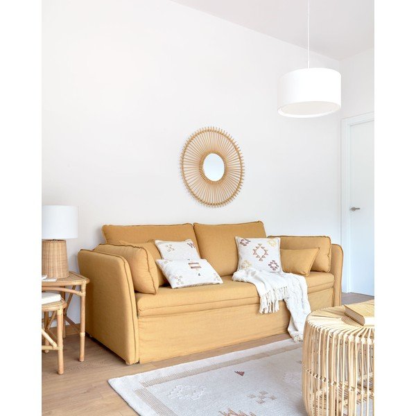 Mustársárga kinyitható kanapé 210 cm Tanit – Kave Home-image-1