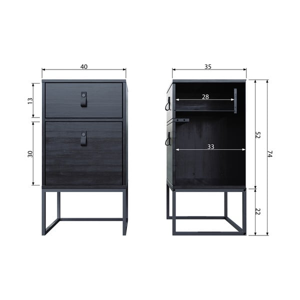 Zola fekete fiókos éjjeliszekrény ajtóval - WOOOD-image-4