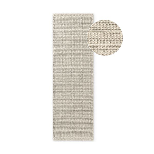 Krémszínű kézi szövésű gyapjú futószőnyeg 80x250 cm Camden Parker – Ted Baker