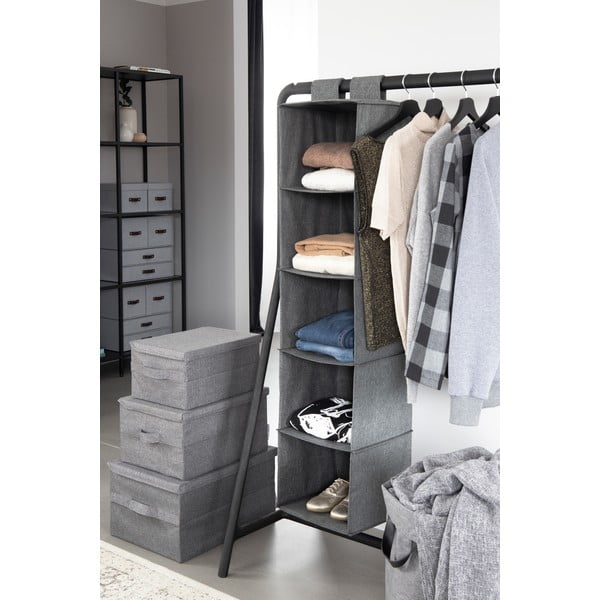 Szürke fedeles textil tárolódoboz 45x34x25 cm Soft Storage – Bigso-image-4