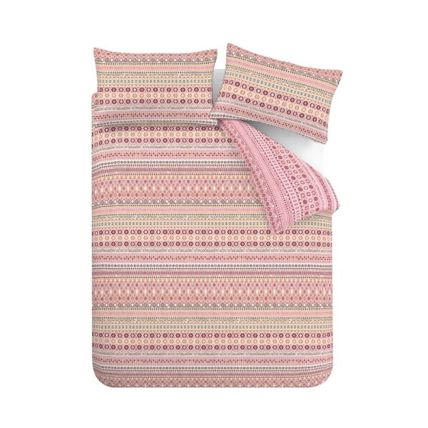 Piros kétszemélyes flanel ágyneműhuzat 200x200 cm Fair isle – Catherine Lansfield-image-2