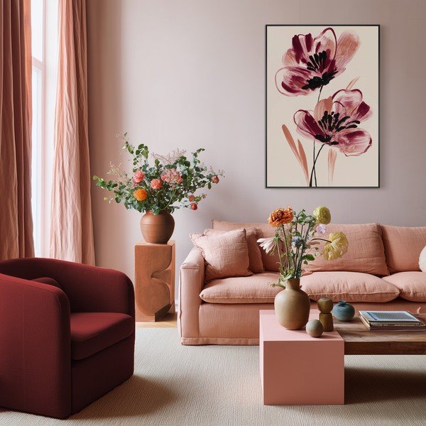 Nyomtatott keretezett-vászon kép 70x100 cm Burgundy Blooms – Styler-image-2