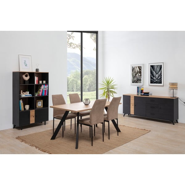 Étkezőasztal tölgyfa dekoros asztallappal 90x160 cm Texas – Marckeric-image-4